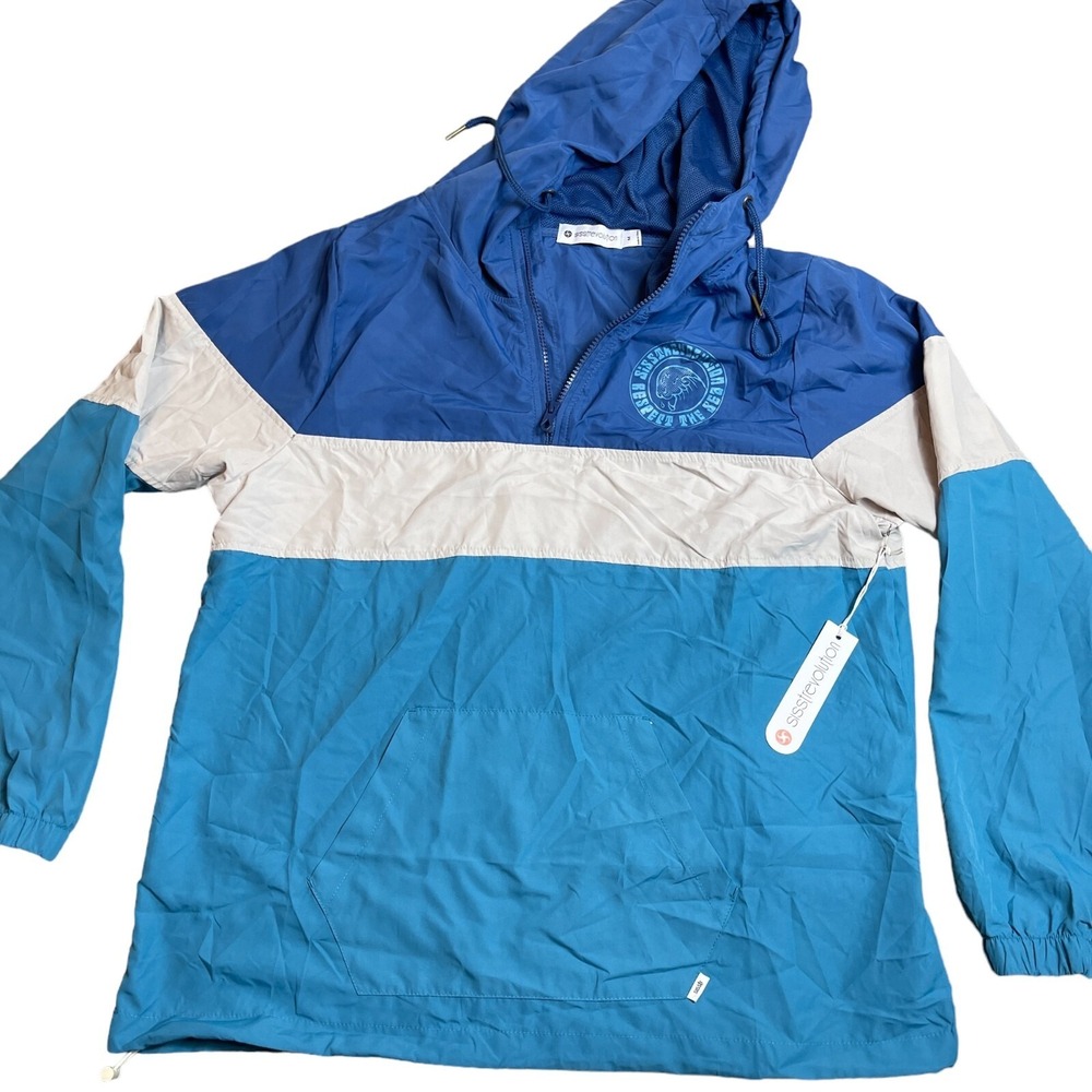 NWT Sisstrevolution Windbreaker Jacket Womens Full Zip Hooded Long Sleeve Size M